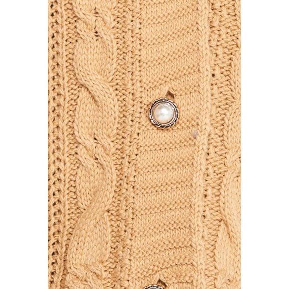 Brown Knitted Long Sleeve V-Neck Loose Fit Sweater Cardigan - Picture 6 of 8